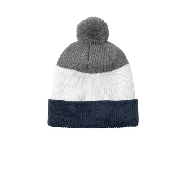 Port Authority Cozy Striped Pom Beanie