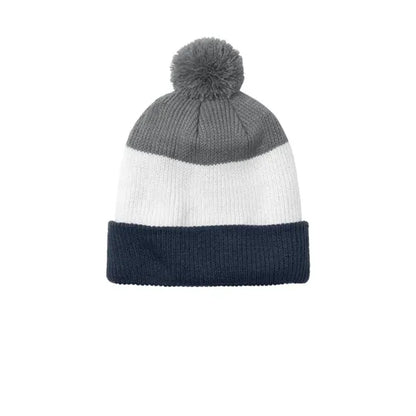 Port Authority Cozy Striped Pom Beanie