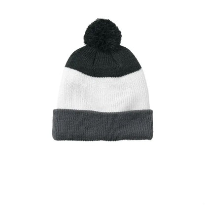 Port Authority Cozy Striped Pom Beanie
