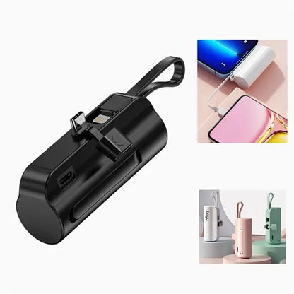 Capsule Power Bank with Built-in USB-C Connector and Cable