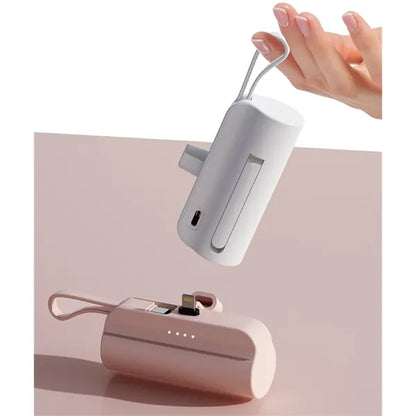 Capsule Power Bank with Built-in USB-C Connector and Cable