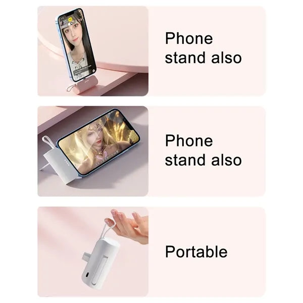 Capsule Power Bank with Built-in USB-C Connector and Cable