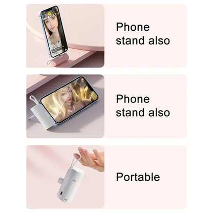 Capsule Power Bank with Built-in USB-C Connector and Cable
