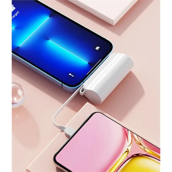Capsule Power Bank with Built-in USB-C Connector and Cable