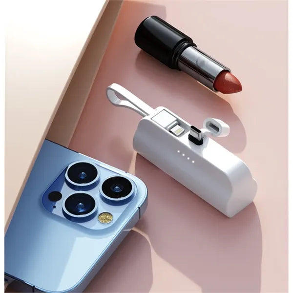 Capsule Power Bank with Built-in USB-C Connector and Cable