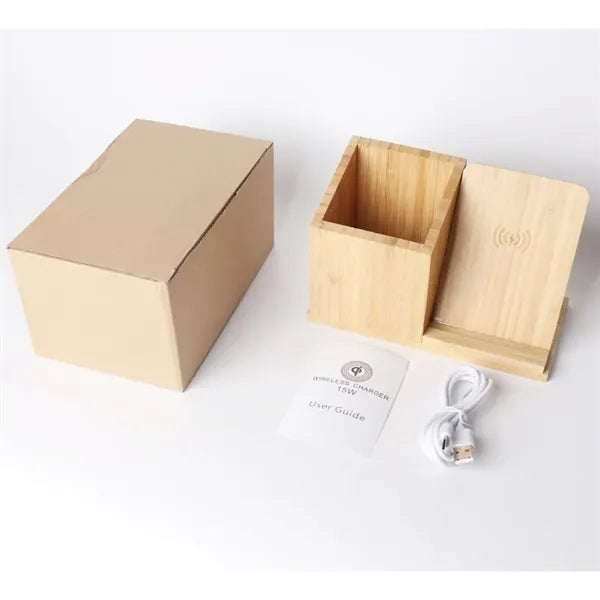 3-in-1 Bamboo 15W Fast Wireless Charging Station