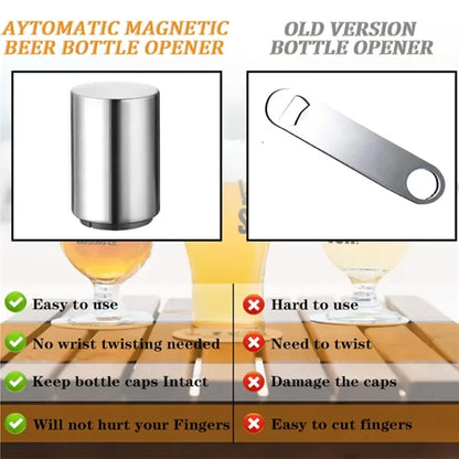 Stainless Steel Automatic Bottle Opener Push Cap Remover