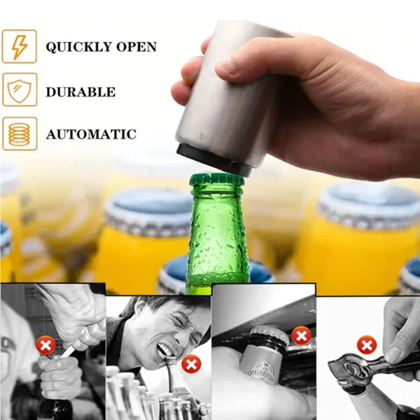 Stainless Steel Automatic Bottle Opener Push Cap Remover