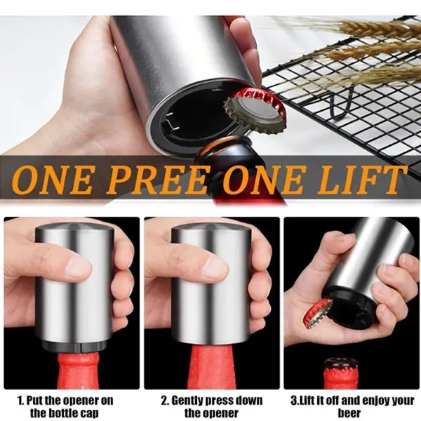 Stainless Steel Automatic Bottle Opener Push Cap Remover