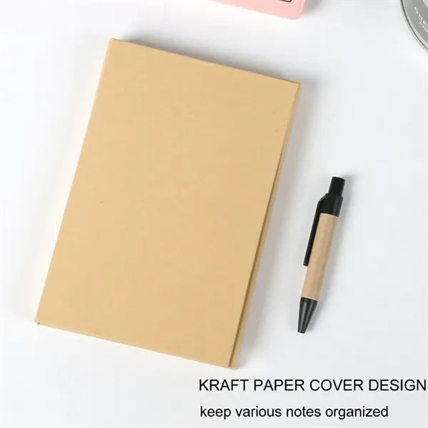 Multifunctional Kraft Paper Sticky Note Set With Pen Ruler