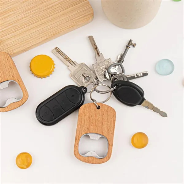 Wooden Bottle Opener Keychain For Beer Outdoor Travel Use