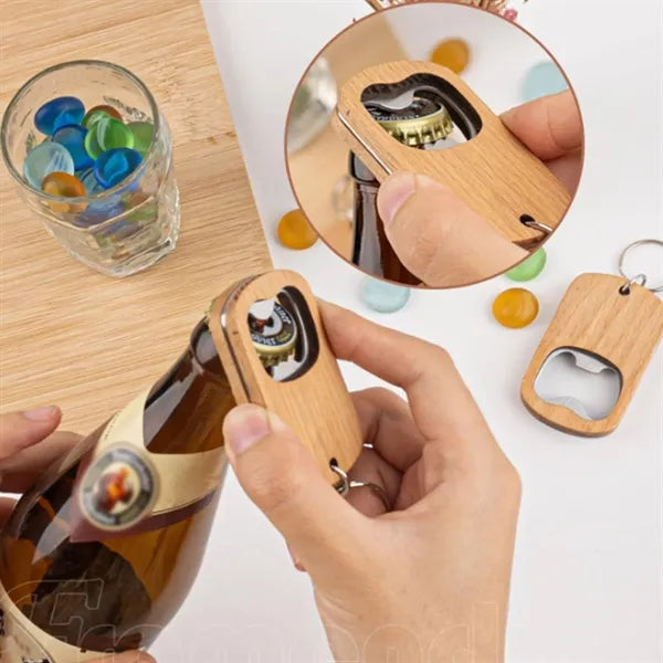 Wooden Bottle Opener Keychain For Beer Outdoor Travel Use