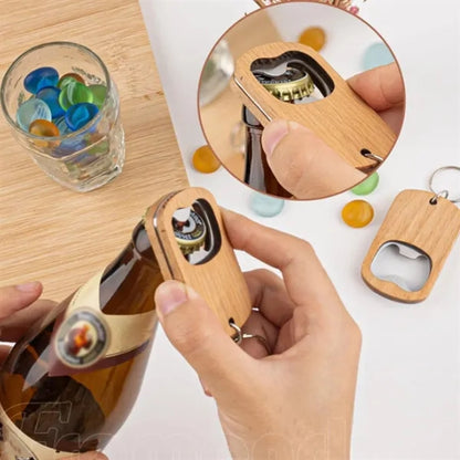 Wooden Bottle Opener Keychain For Beer Outdoor Travel Use
