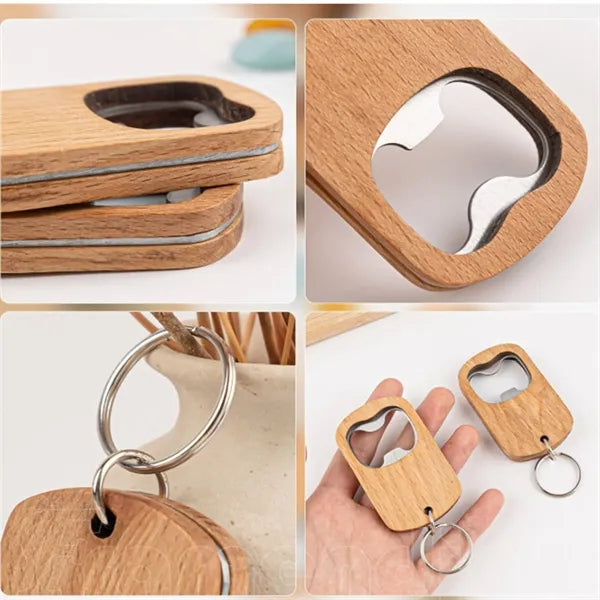 Wooden Bottle Opener Keychain For Beer Outdoor Travel Use
