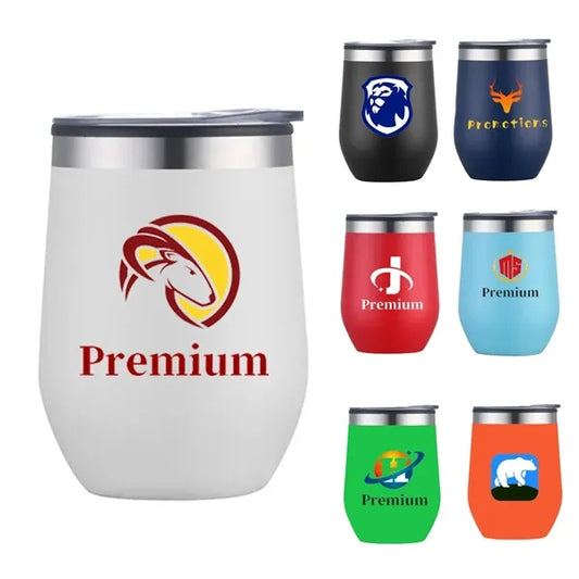 12oz. Double Wall SS / PP Wine Mug with Clear Lid