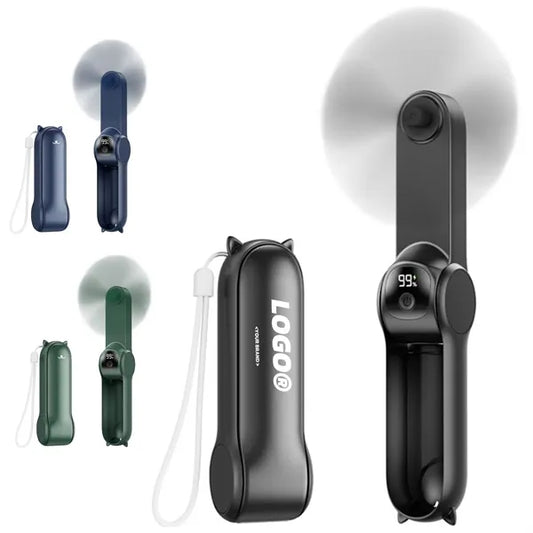 Mini Handheld Fan Power Bank and Display for Outdoor Use