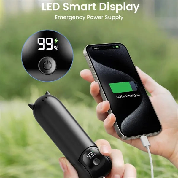 Mini Handheld Fan Power Bank and Display for Outdoor Use