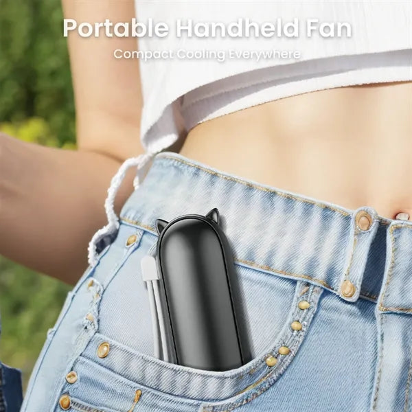 Mini Handheld Fan Power Bank and Display for Outdoor Use