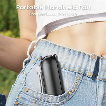 Mini Handheld Fan Power Bank and Display for Outdoor Use