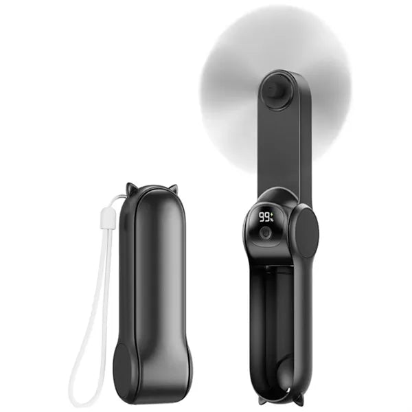 Mini Handheld Fan Power Bank and Display for Outdoor Use