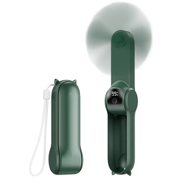 Mini Handheld Fan Power Bank and Display for Outdoor Use