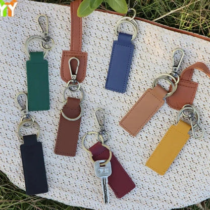 Custom PU Leather Keychain With Clip Ring For Car Gifts