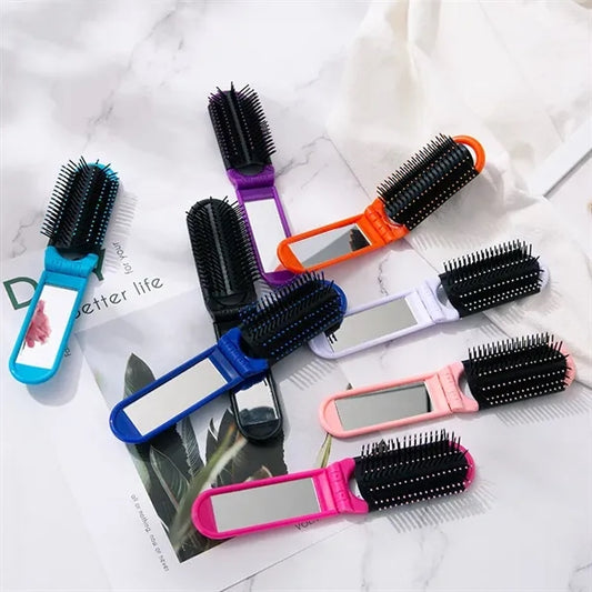 2-in-1 Travel Folding Comb w/Mirror
