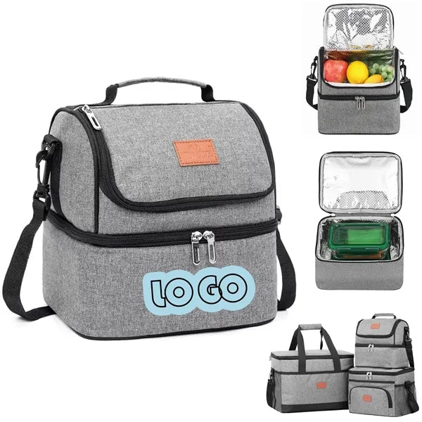 Insulated Lunch Bag With Double Compartment And Strap
