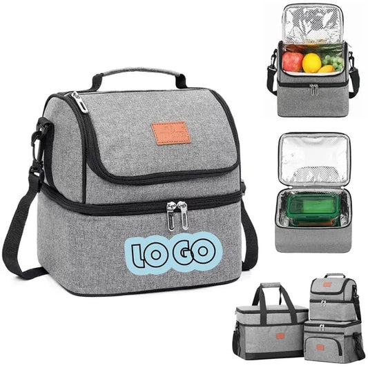 Insulated Lunch Bag With Double Compartment And Strap