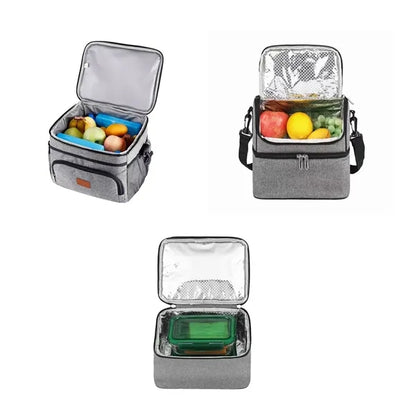 Insulated Lunch Bag With Double Compartment And Strap