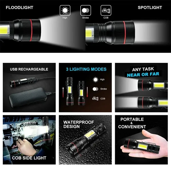 High Lumen Tactical Flashlight with Clip