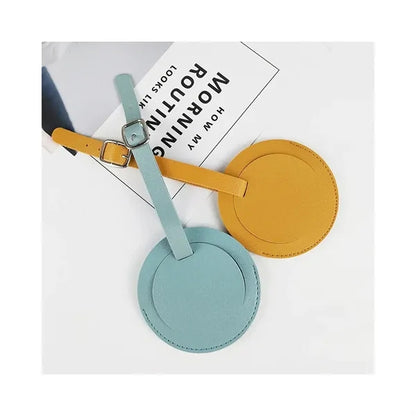 Round Vegan Leather Luggage Tag