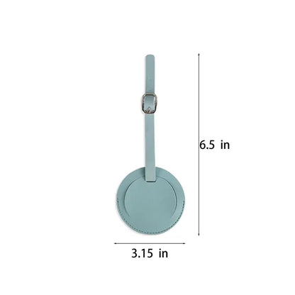 Round Vegan Leather Luggage Tag