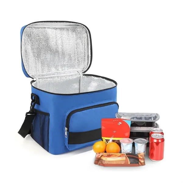 Insulated Cooler Lunch Bag with Zipper & Adjustable Strap