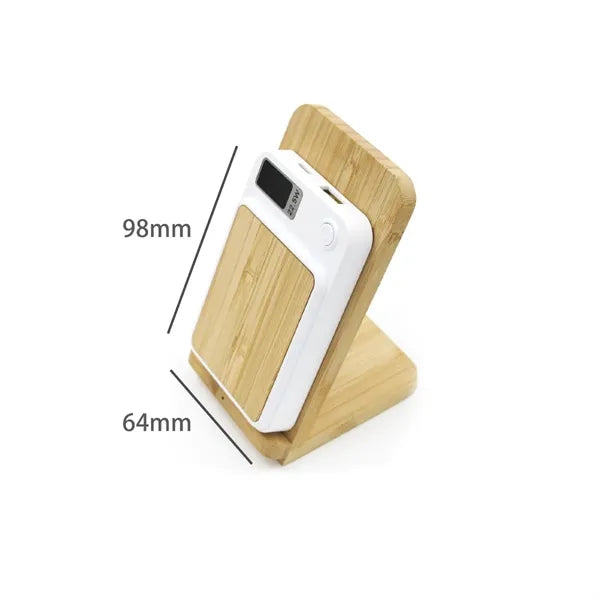 Magnetic Wireless Power Bank with Bamboo Design and 22.5W PD