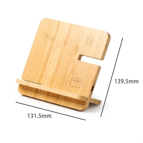 Eco-Friendly 3 in 1 Bamboo Wireless Charger