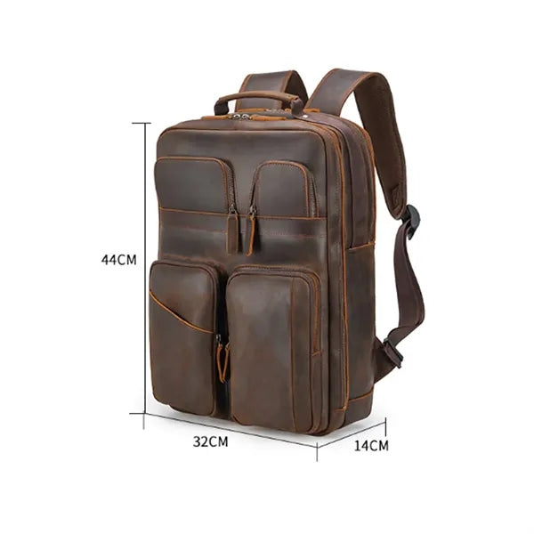 Vintage Top Layer Of Cowhide Backpack for 17-Inch Laptop