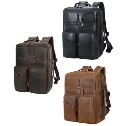 Vintage Top Layer Of Cowhide Backpack for 17-Inch Laptop