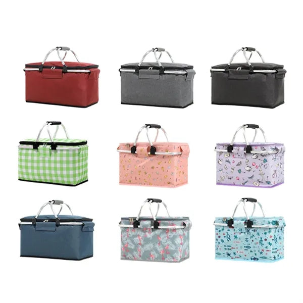 Outdoor Picnic Basket Cooler with Ice Pack & Large Capacity