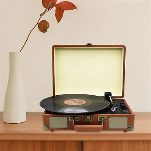 Vintage Portable Turntable Record Player with Speakers