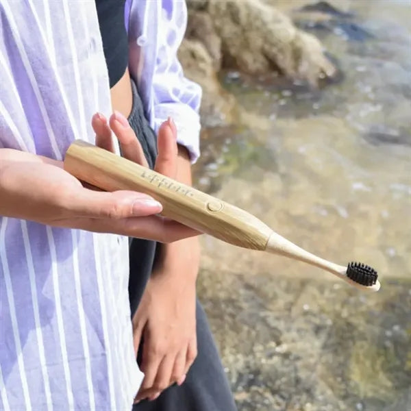 Eco-Friendly Bamboo Electric Toothbrush w/ Charcoal Bristles