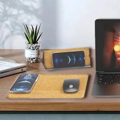 Eco-Friendly Mouse Pad with Wireless Charger & Phone Stand
