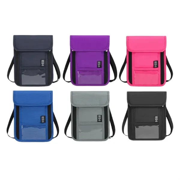 RFID Blocking Passport Holder Travel Black Neck Wallet Pouch