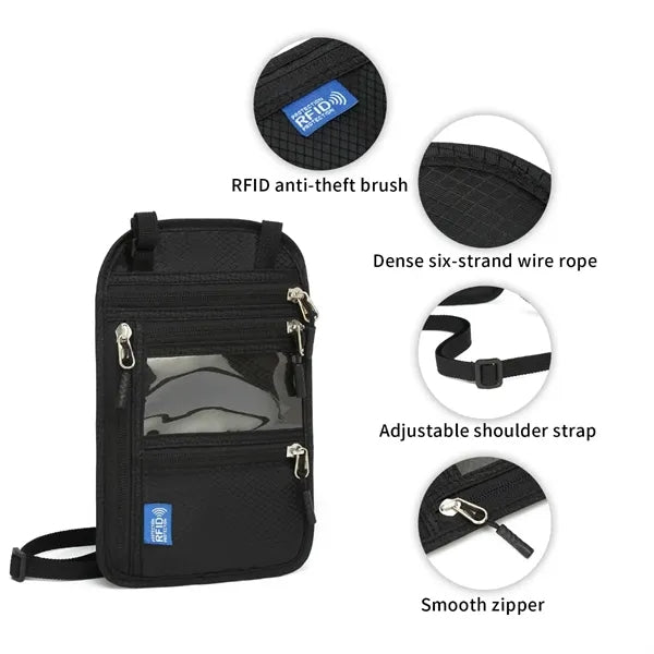 Versatile Portable RFID Passport Holder Travel Neck Wallet