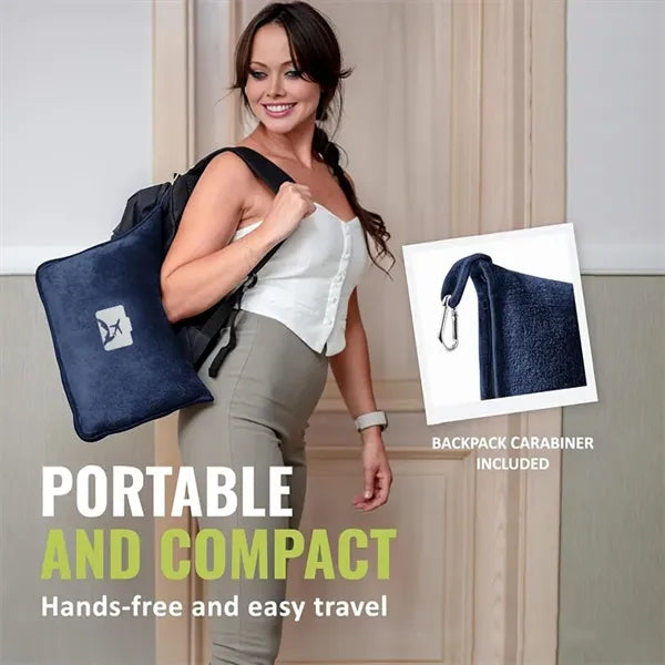 2 in 1 Portable Travel Blanket with Carabiner