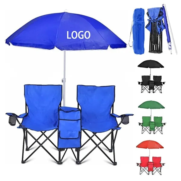 Portable Beach Umbrella Foldable Chair with Cooler Bag