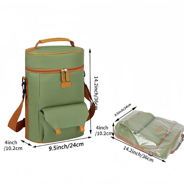 Waterproof 2 Wine Bottle Pockets Portable Picnic Beach Bag