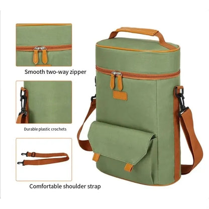 Waterproof 2 Wine Bottle Pockets Portable Picnic Beach Bag