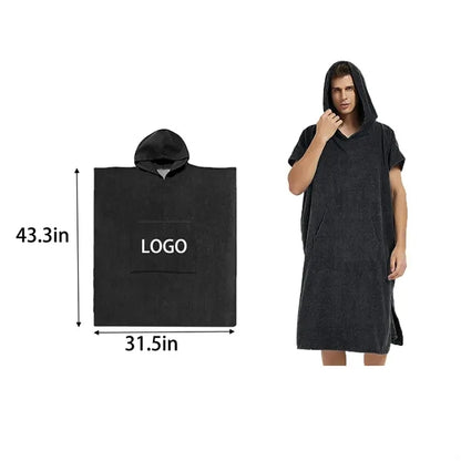 Hoodie Bath Robe Beach Surf Poncho Microfibre Changing Towel