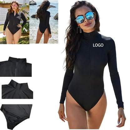 Customized Plus Size Sleeve Rash Guard One Piece Swimsuits